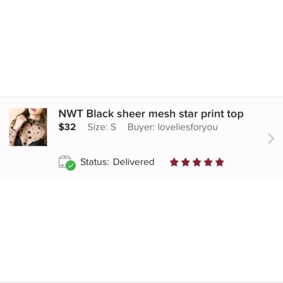 LAST! NWT Black sheer mesh star print top - Picture 5 of 5